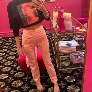 peach coated jeans